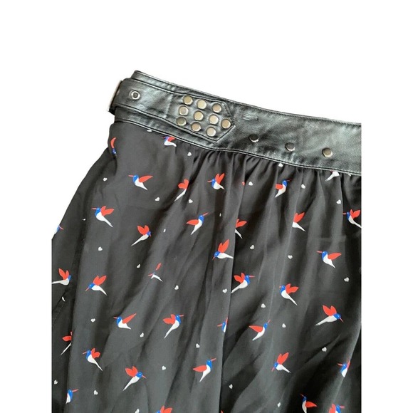 Torrid Hummingbird Skirt chiffon Leather Studded Black Plus Women 20 Bird - Picture 5 of 14